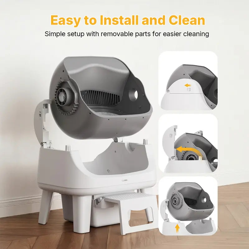 Petpivot Autoscooper 12 Lite Open-Top Automatic Self-Cleaning Cat Litter Box with Easy-Entry Front Step and Triple Safety Protection - No App Required