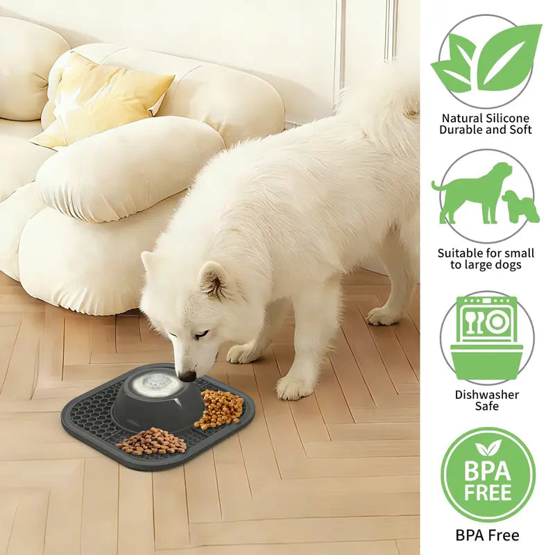 Pawlove Anti-Slip Slow Feeder Dog Bowl for Liquid Treats with Entertained Ball-In Design, Ideal for Bone Broth and Yogurt, Suitable for Large, Medium, and Small Breeds, Dietary Supplement and Post-Operative Nutrition