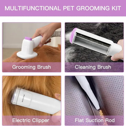 【Geoorood】 Geoorood Dog Grooming All-In-One Kit with Vacuum Brush 2.5L Large Pog, Stainless Steel Blades Lightweight Design 13Kpa Suction Force Portable Cleaning Set#Backtoschool
