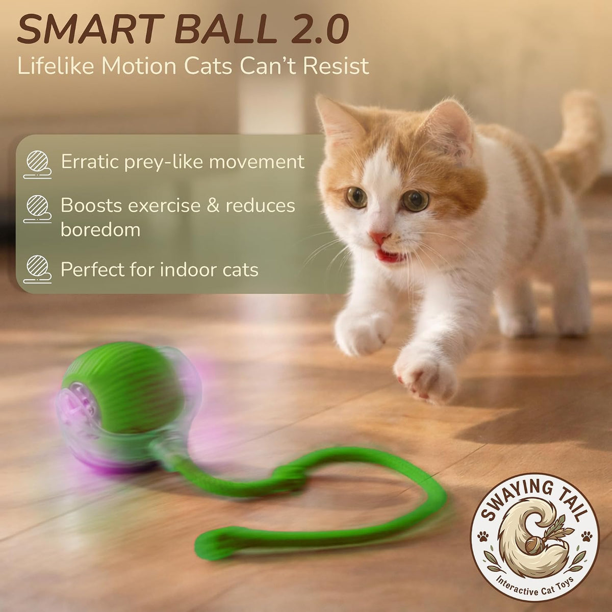 Smart Rolling Cat Toy – Rechargeable Motion Ball for Indoor Cats