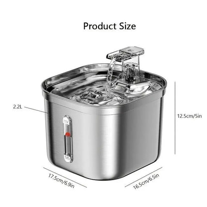 2.2L Automatic Pet Water Fountain and Stainless Steel Dog and Cat Water Dispenser