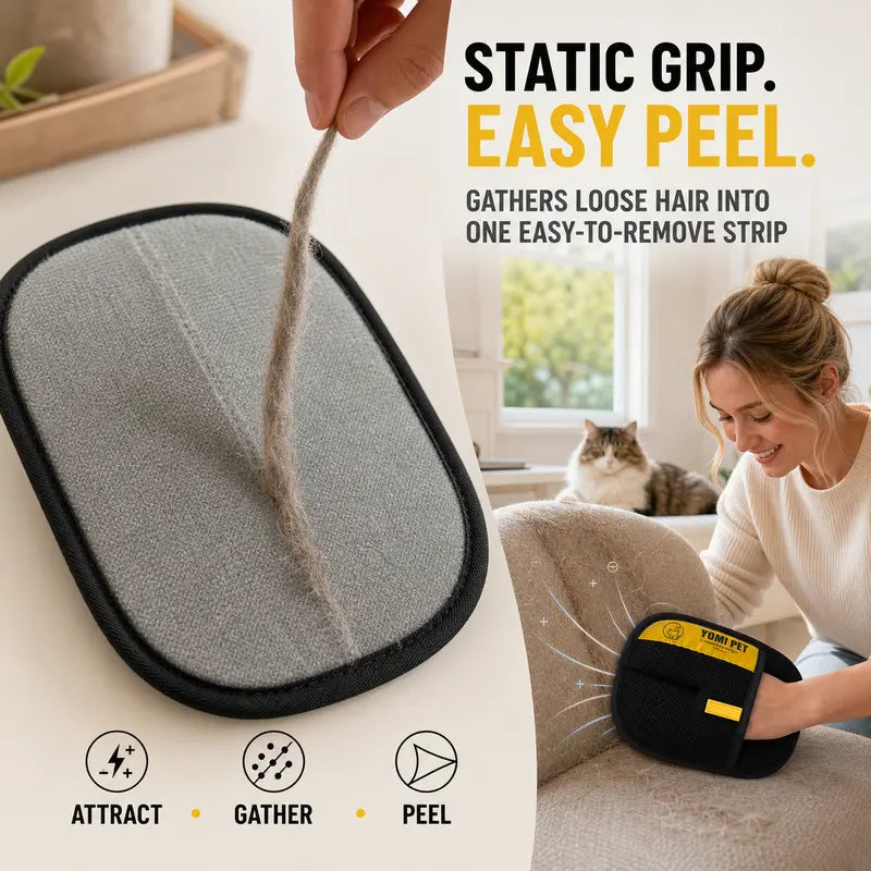 YOMI PET Pet Hair Remover Glove for Cats & Dogs, Reusable Electrostatic Lint Remover Mitt for Furniture, Couch, Carpet & Clothes