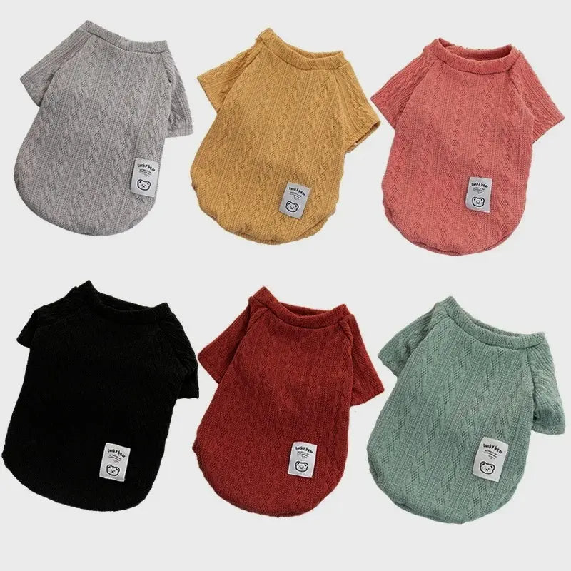 Winter Warmth Knitted Dog Sweater with Bear Pattern - Cozy Apparel for Small Dogs and Cats, Ideal for Chihuahuas, French Bulldogs, and Pugs, Perfect Valentine's Day Gift