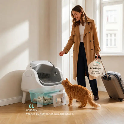 Petpivot Autoscooper 12 Lite Open-Top Automatic Self-Cleaning Cat Litter Box with Easy-Entry Front Step and Triple Safety Protection - No App Required
