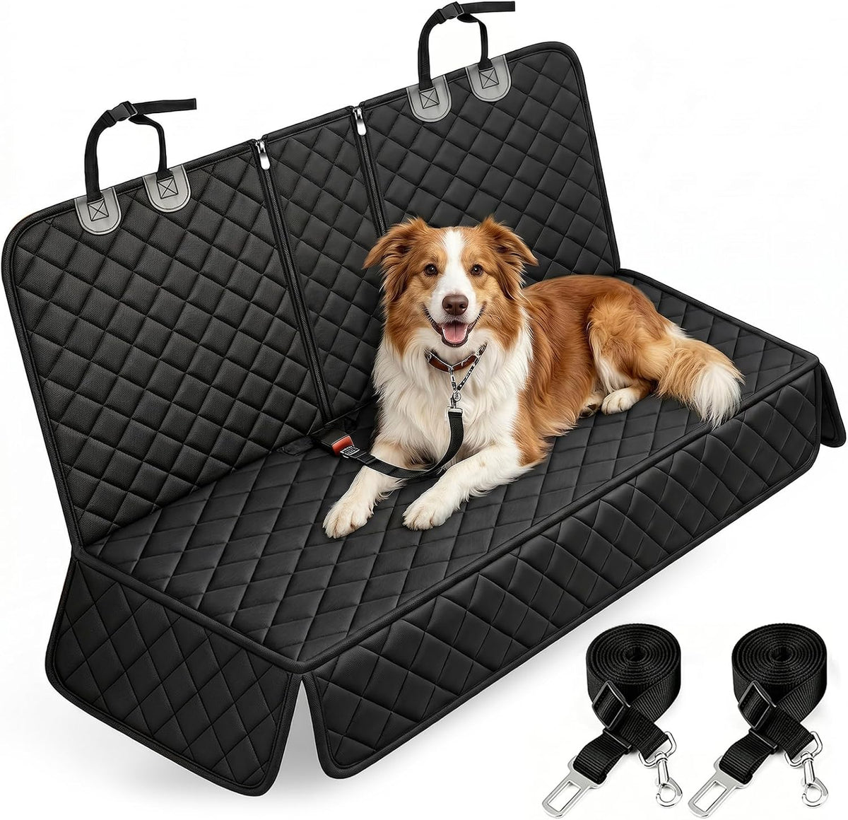 Dog Car Seat Cover for Back Seat Pet Seat Cover (55” Width) - Black