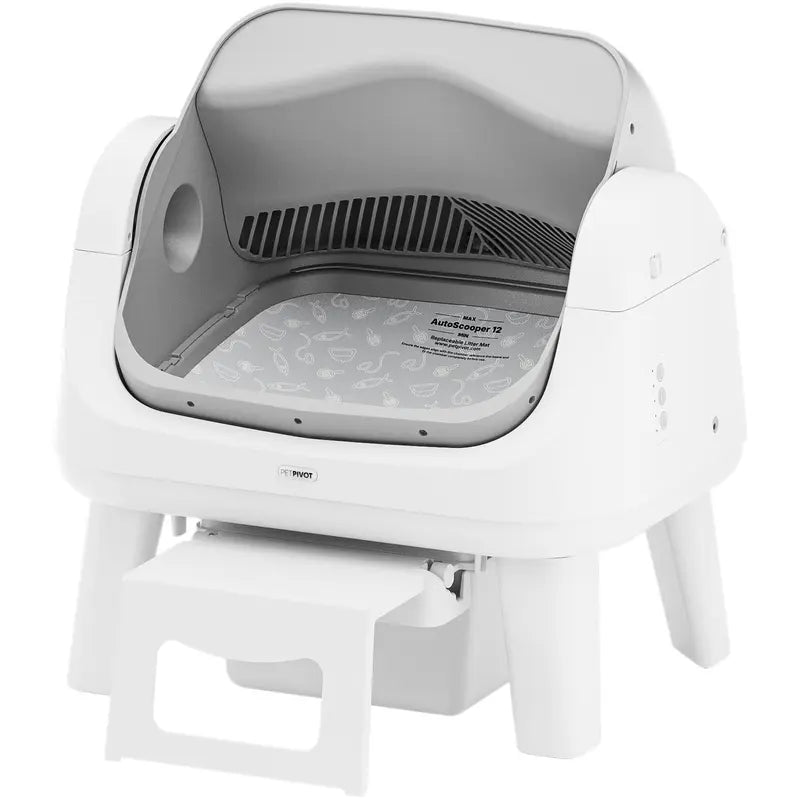 Petpivot Autoscooper 12 Lite Open-Top Automatic Self-Cleaning Cat Litter Box with Easy-Entry Front Step and Triple Safety Protection - No App Required