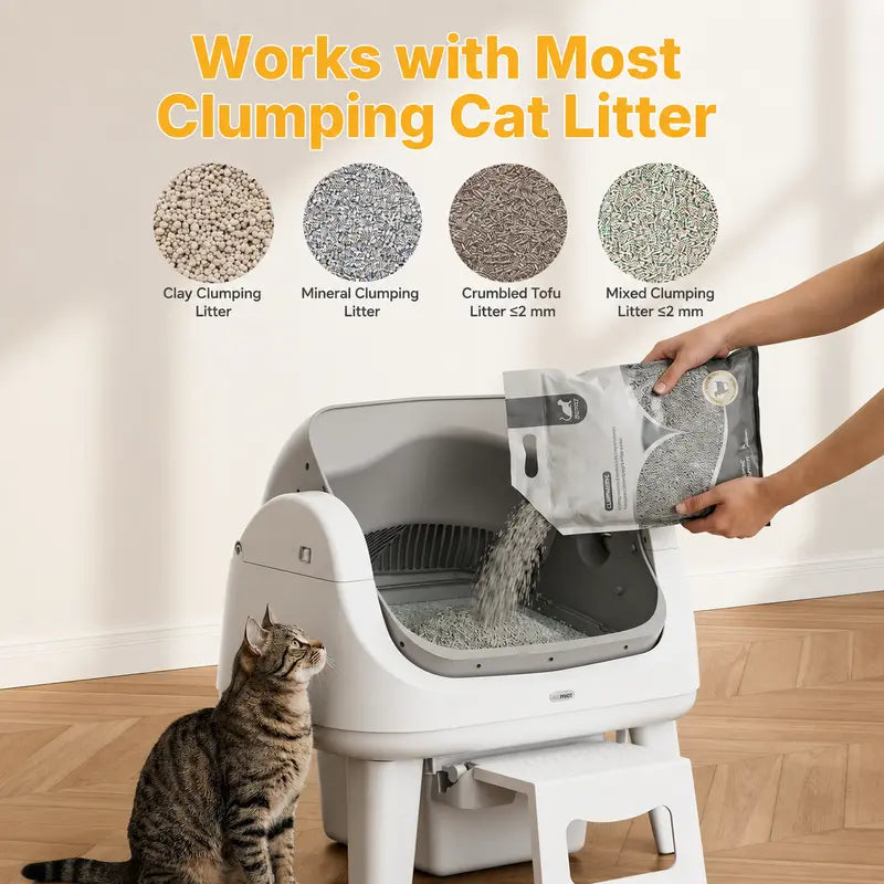 Petpivot Autoscooper 12 Lite Open-Top Automatic Self-Cleaning Cat Litter Box with Easy-Entry Front Step and Triple Safety Protection - No App Required