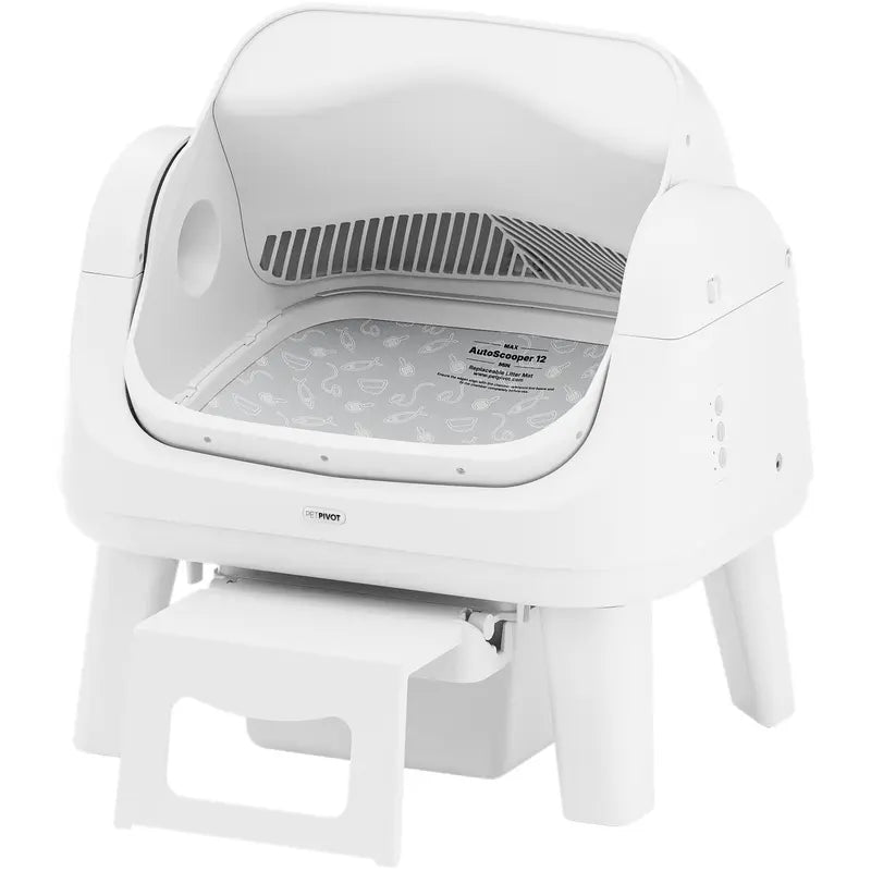 Petpivot Autoscooper 12 Lite Open-Top Automatic Self-Cleaning Cat Litter Box with Easy-Entry Front Step and Triple Safety Protection - No App Required
