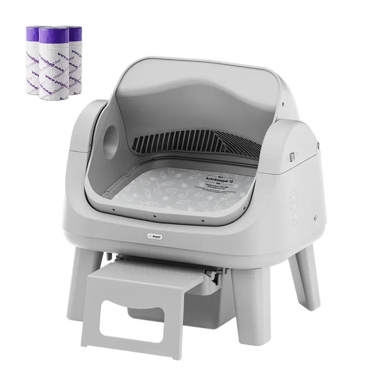 Petpivot Autoscooper 12 Lite Open-Top Automatic Self-Cleaning Cat Litter Box with Easy-Entry Front Step and Triple Safety Protection - No App Required