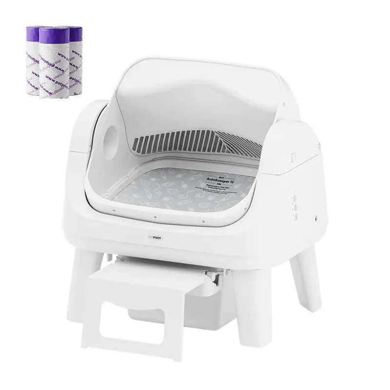 Petpivot Autoscooper 12 Lite Open-Top Automatic Self-Cleaning Cat Litter Box with Easy-Entry Front Step and Triple Safety Protection - No App Required