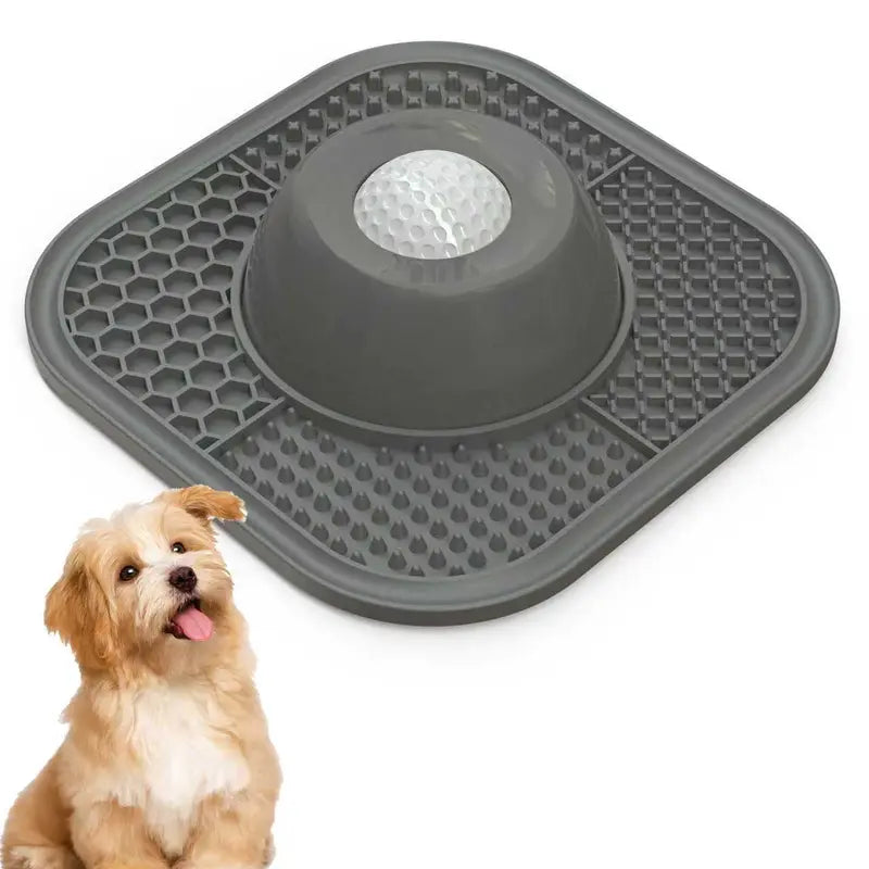 Pawlove Anti-Slip Slow Feeder Dog Bowl for Liquid Treats with Entertained Ball-In Design, Ideal for Bone Broth and Yogurt, Suitable for Large, Medium, and Small Breeds, Dietary Supplement and Post-Operative Nutrition