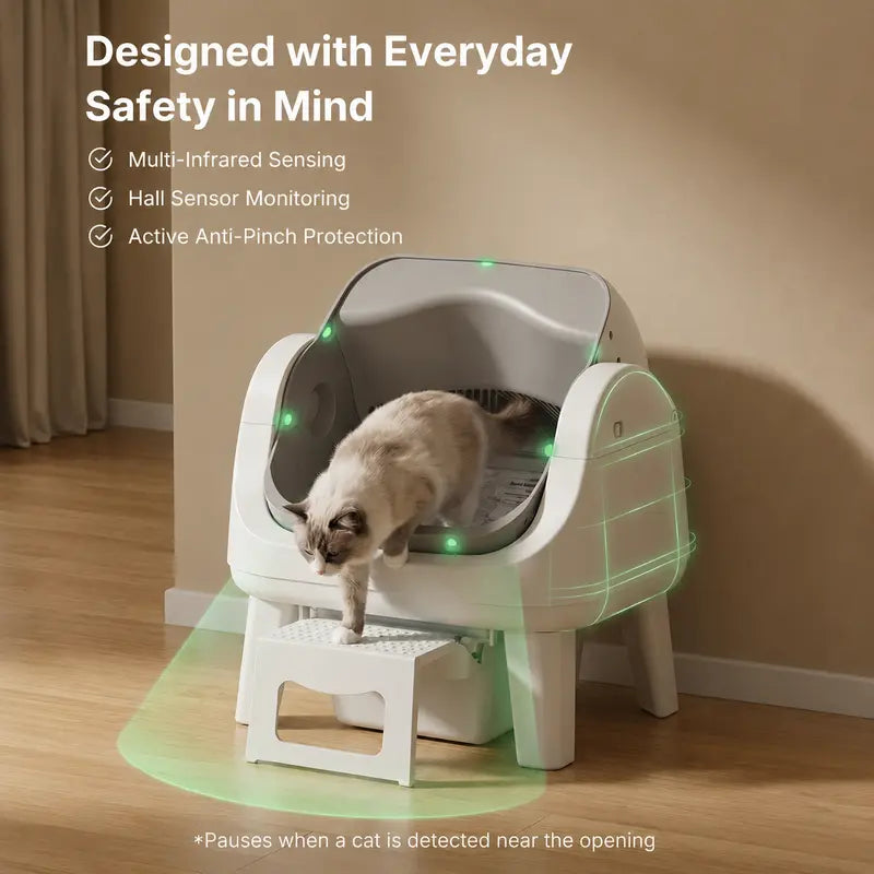 Petpivot Autoscooper 12 Lite Open-Top Automatic Self-Cleaning Cat Litter Box with Easy-Entry Front Step and Triple Safety Protection - No App Required