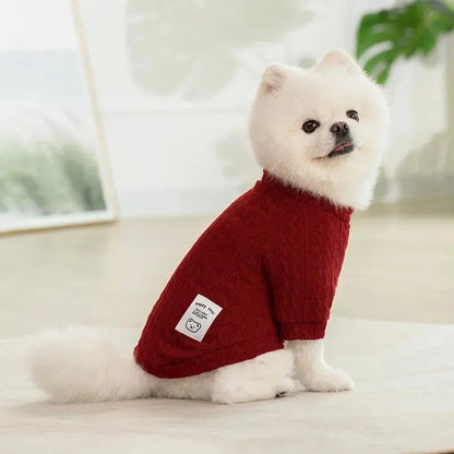 Winter Warmth Knitted Dog Sweater with Bear Pattern - Cozy Apparel for Small Dogs and Cats, Ideal for Chihuahuas, French Bulldogs, and Pugs, Perfect Valentine's Day Gift