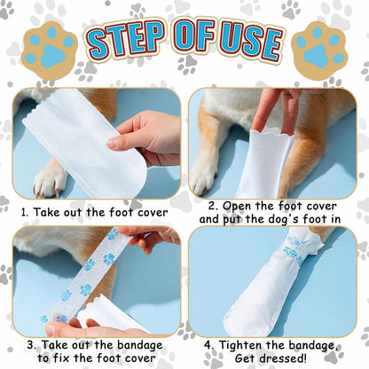 40Pcs Disposable Dog Boots for Paw Protection, Pet Booties Waterproof and Breathable with Adjustable Bandage, Pet Feet Covers, Paw Protectors for Outdoor and Indoor Walking, M