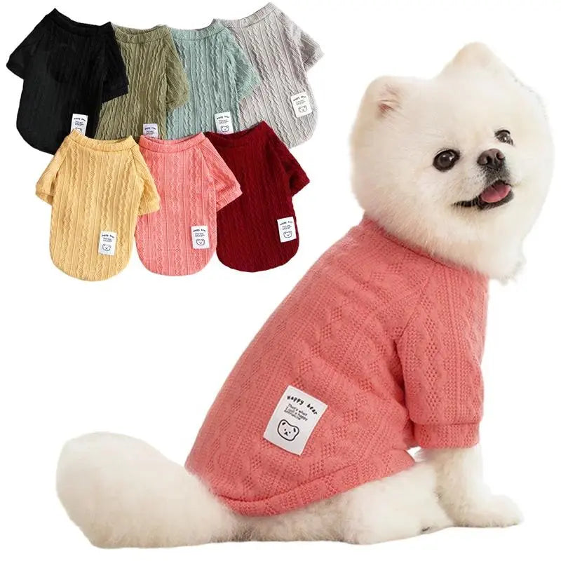 Winter Warmth Knitted Dog Sweater with Bear Pattern - Cozy Apparel for Small Dogs and Cats, Ideal for Chihuahuas, French Bulldogs, and Pugs, Perfect Valentine's Day Gift