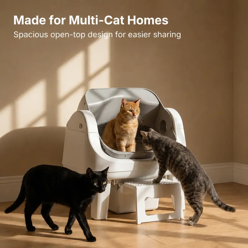 Petpivot Autoscooper 12 Lite Open-Top Automatic Self-Cleaning Cat Litter Box with Easy-Entry Front Step and Triple Safety Protection - No App Required