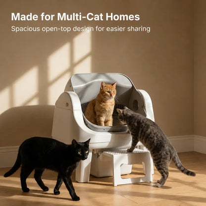Petpivot Autoscooper 12 Lite Open-Top Automatic Self-Cleaning Cat Litter Box with Easy-Entry Front Step and Triple Safety Protection - No App Required